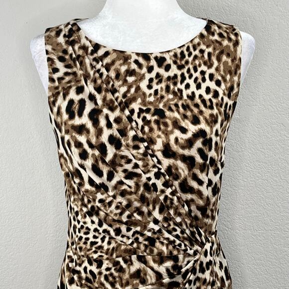 Catherine Malandrino Leopard Animal Print Midi Sheath Dress NWT Medium - Picture 5 of 11